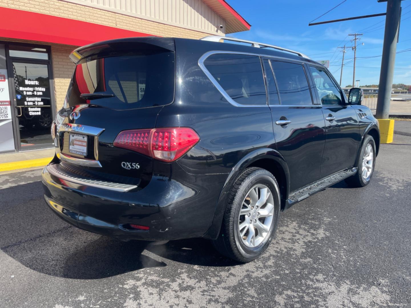 2012 Black INFINITI QX (JN8AZ2NE5C9) with an V8, 5.6 Liter engine, Automatic, 7-Spd transmission, located at 8008 Warden Rd, Sherwood, AR, 72120, (501) 801-6100, 34.830078, -92.186684 - Photo#7